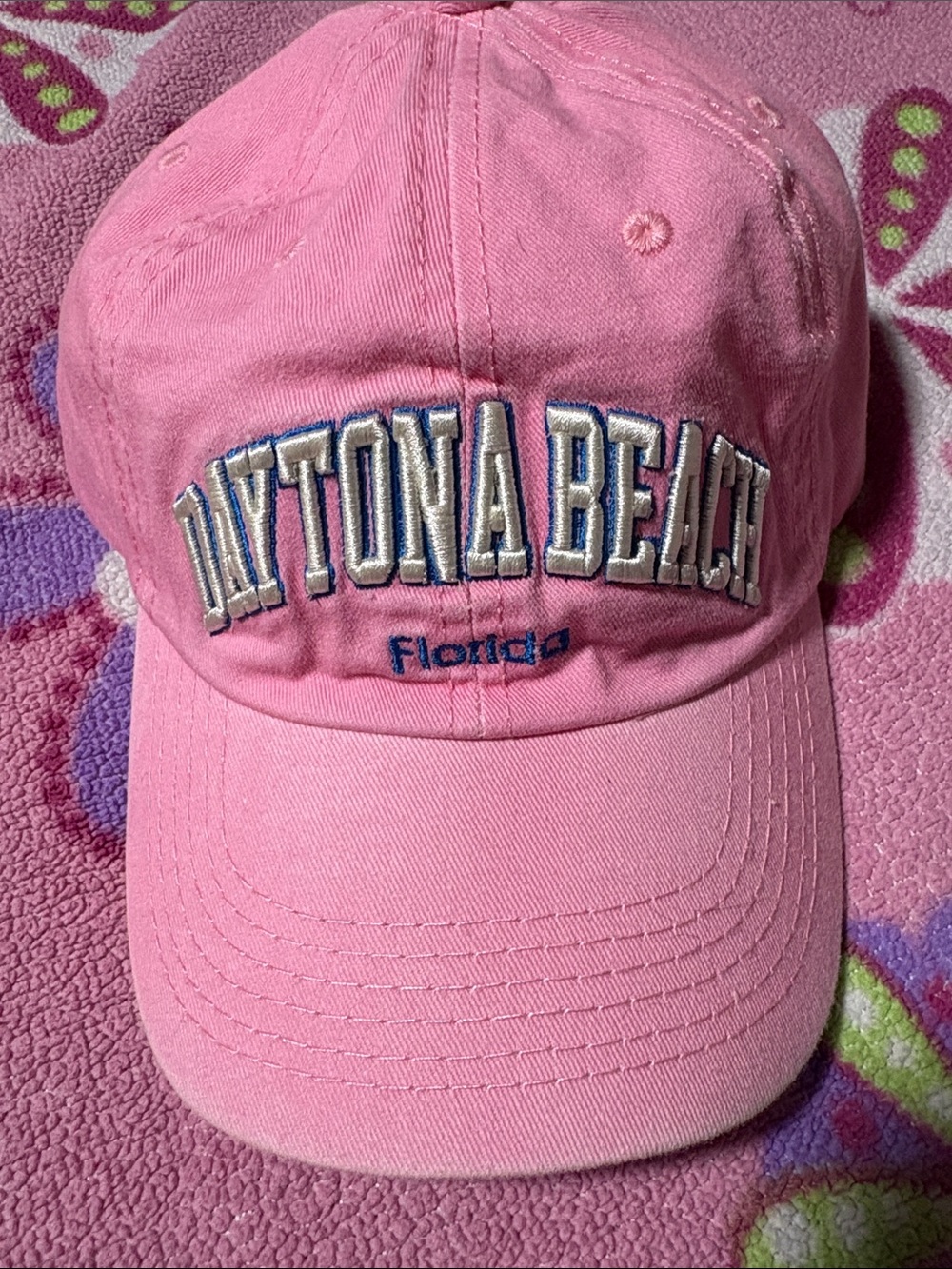 Robin Ruth Pink Daytona Beach Embroidered Baseball Cap